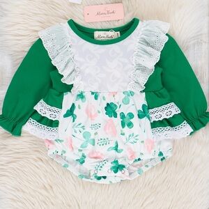 Green Shamrock Baby Romper